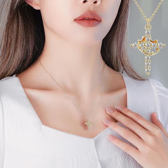 Collar Cruz Corona de Oro ✝️👑